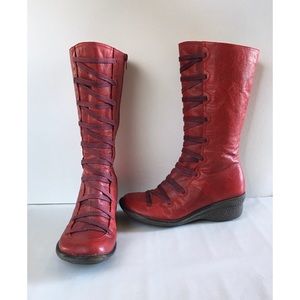 Miz Mooz Red Leather Otis Boots Womens